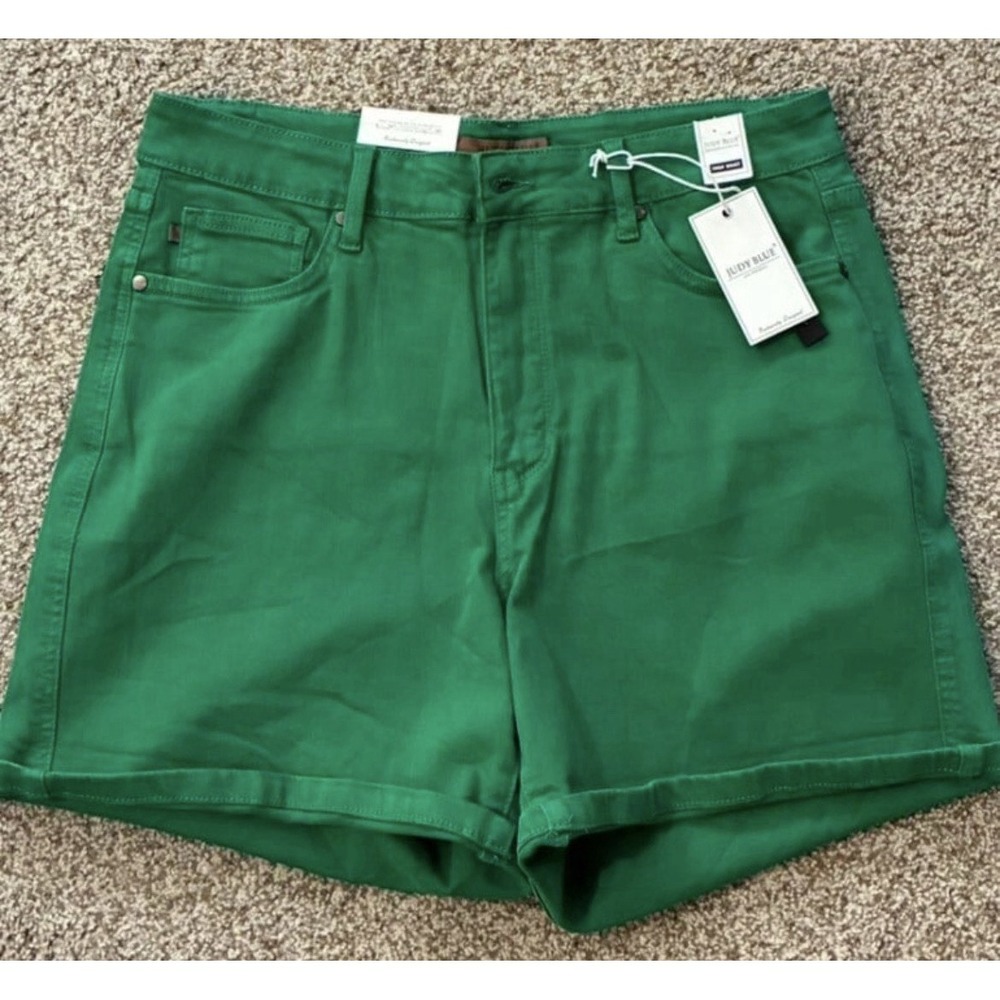 Judy Blue High Waist Shorts Size 1X Kelly Green NWT